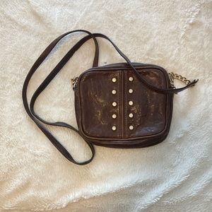 Michael Kors brown leather cross body purse